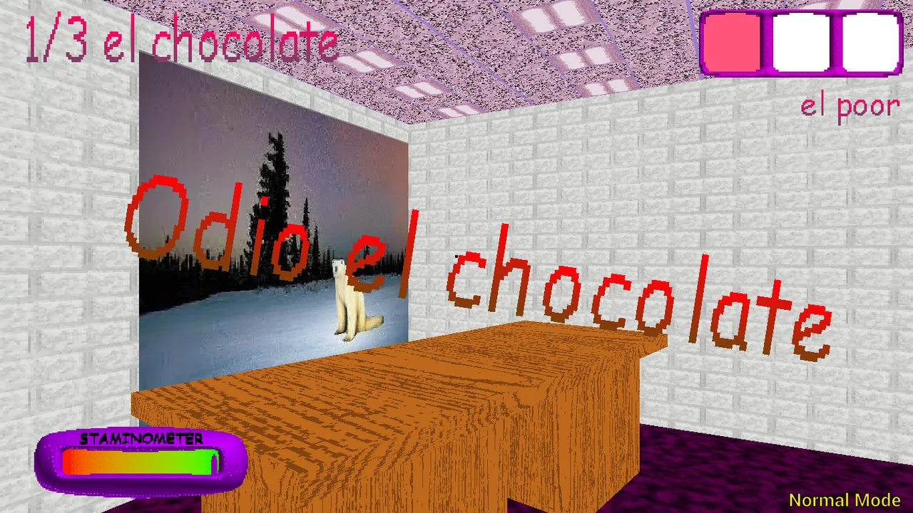 Desk and chocolate reference; confirm interactions in the live display.