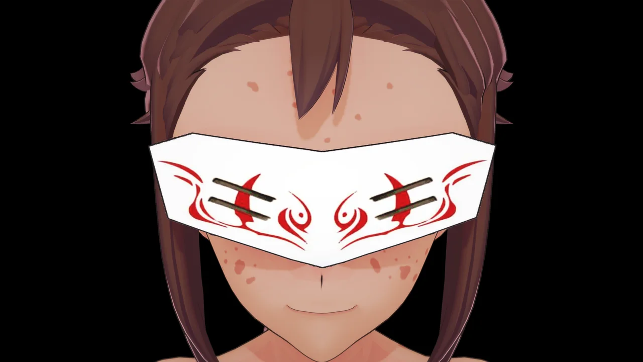 White Fang mask on a warning-red background