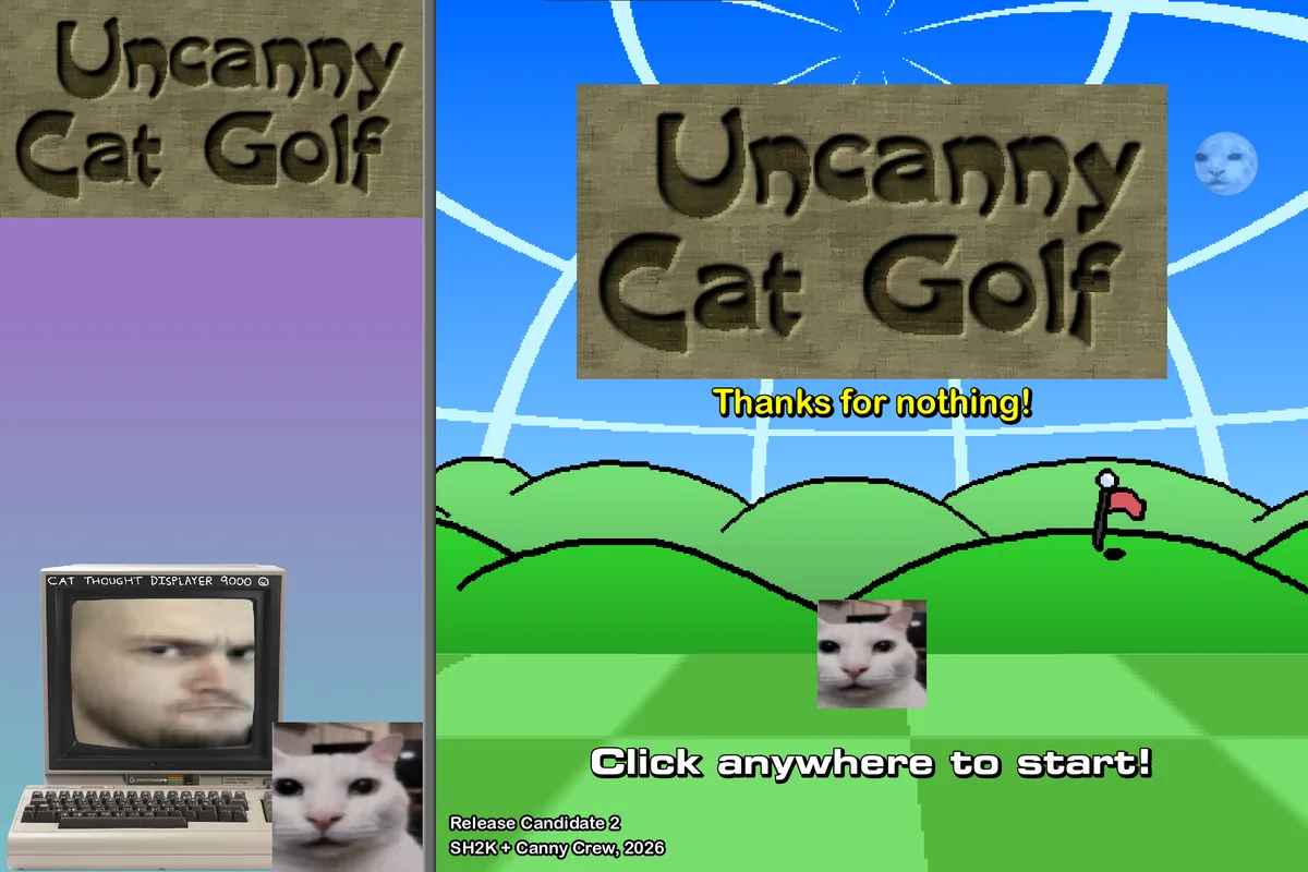 Uncanny Cat Golf controlled force is a survival tool gameplay scene